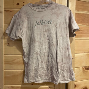 Women's Taylor Swift Folklore Album Beige Purple Tie-Dye Short Sleeve Tee S